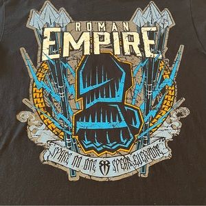 WWE Roman Empire Men Size Medium Black Blue Graphic Shirt Believe That Wrestling